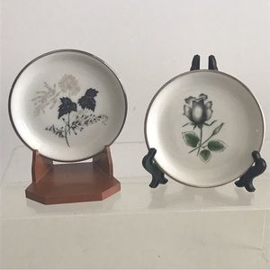 VTG STONEGATE GERMANY BAVARIA Wooddale & Midnight Rose Patten Coasters Plates -2